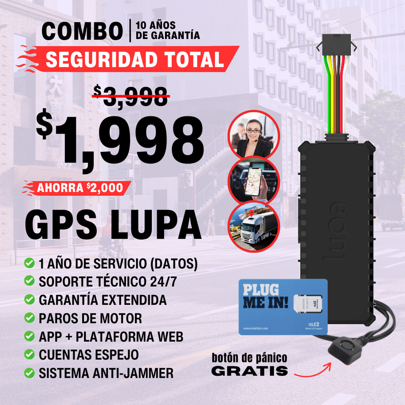 GPS Vehicular + Envío GRATIS + Garantía de 10 Años + Paros de Motor (único pago)